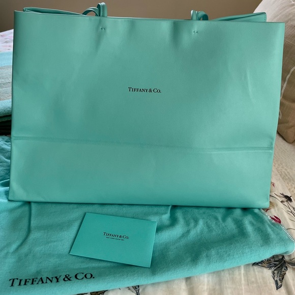 Tiffany & Co Blue Leather Backpack Genuine Fashion Bag Rare Limited